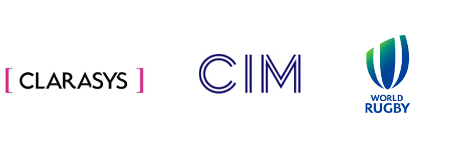 logos for World Rugby CIM and Clarasys